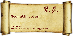 Neurath Jolán névjegykártya